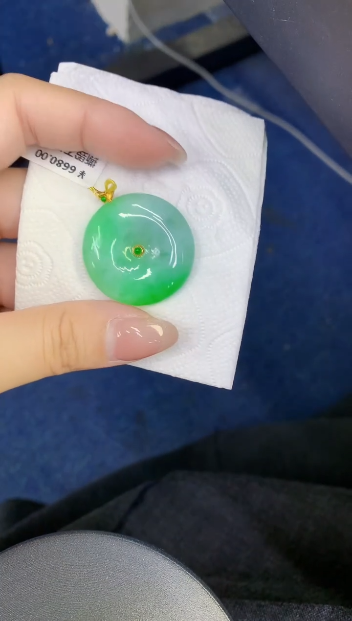 颈饰18K金镶嵌翡翠缅甸天然翡翠A货779