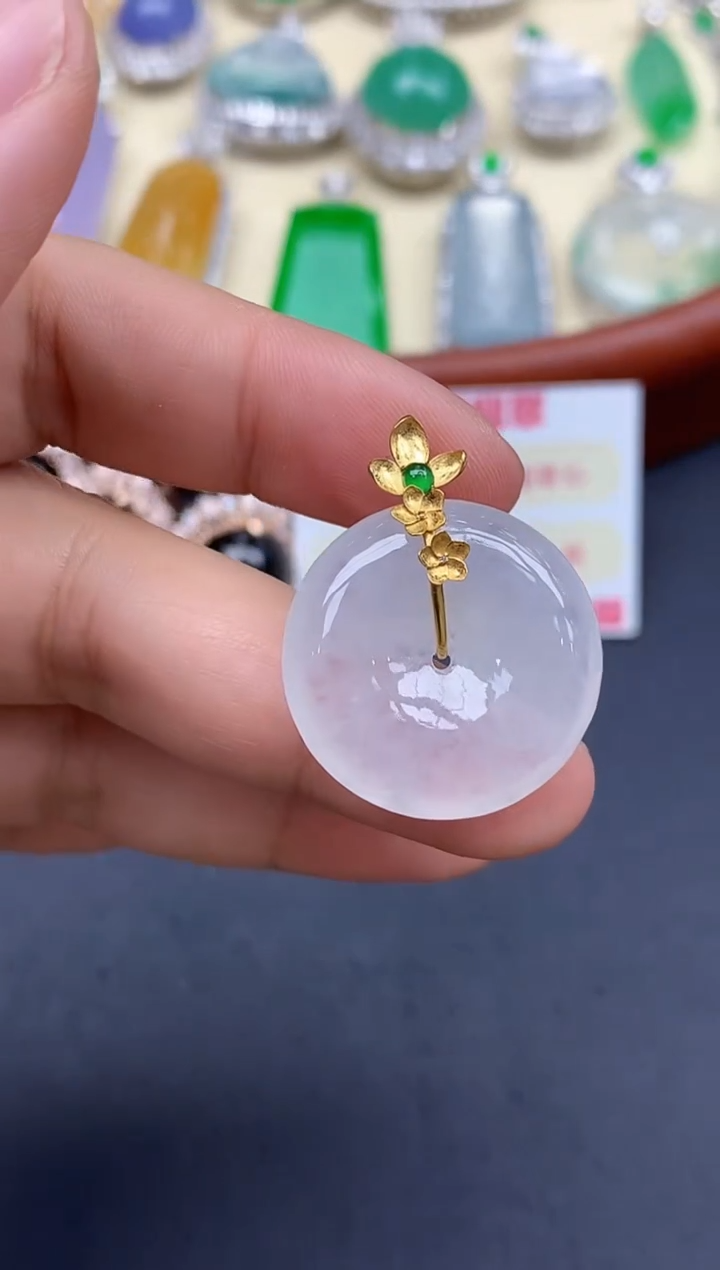 颈饰18K金镶嵌翡翠391-中国好珍宝