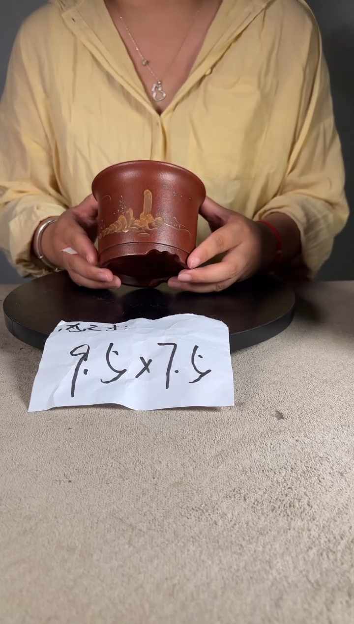 宜兴紫砂花盆小盆
