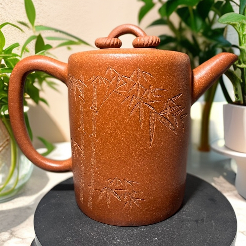 宜兴紫砂壶降坡泥梅花堆泥汲直壶功夫茶具