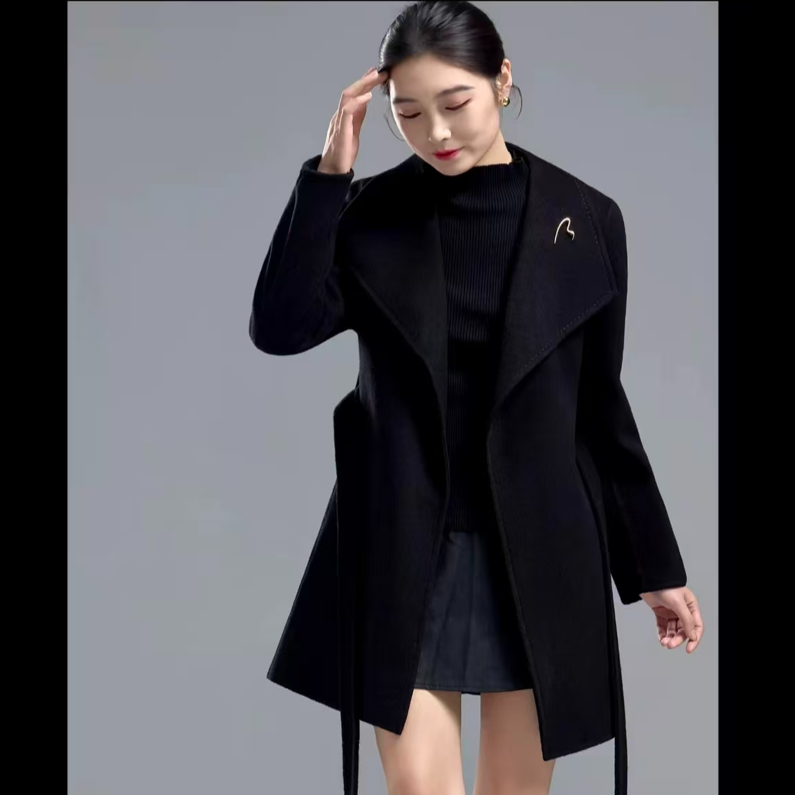 58839中长款羊绒毛呢外套毛呢冬季西装呢子双面呢气质显瘦小个子