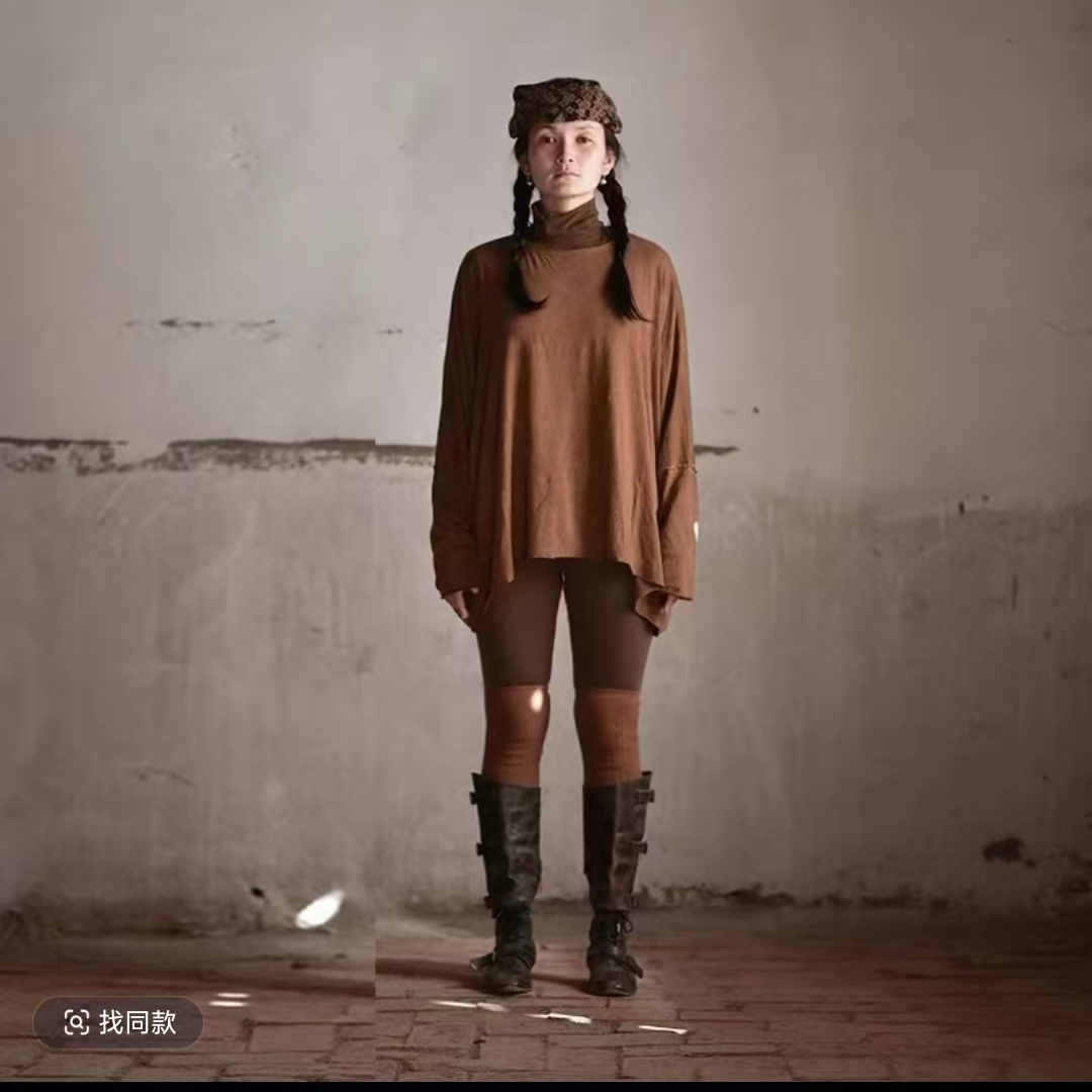左岸迷香保暖修身咖色针织裤子Z22FW3027秋季秋冬冬季