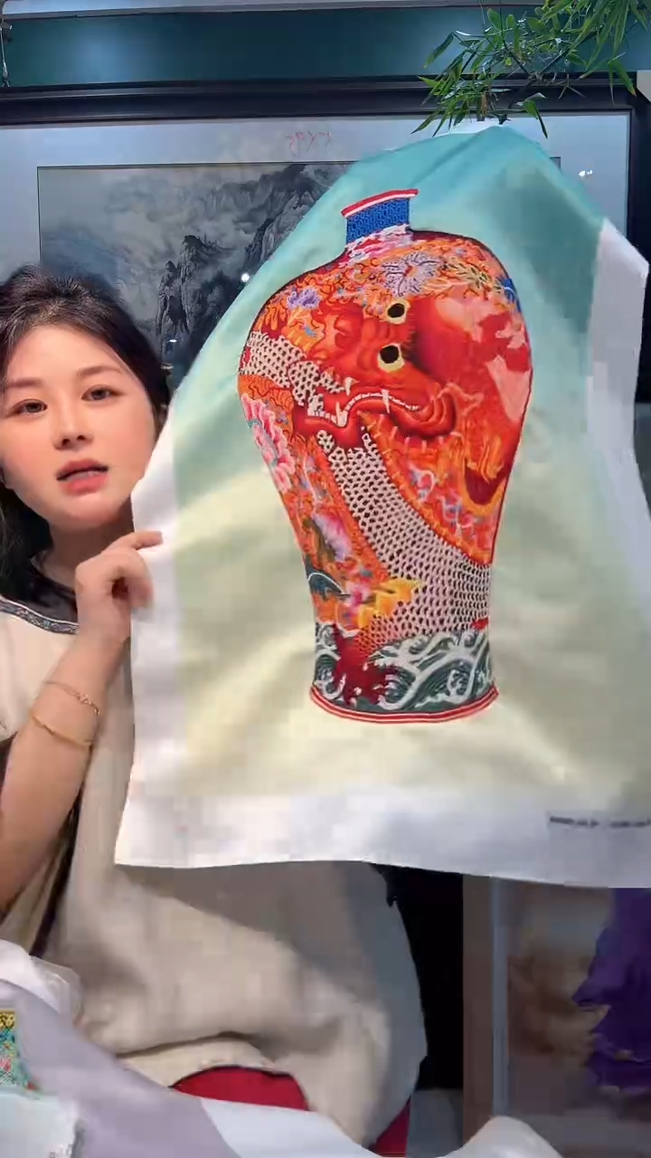 横款非遗苏绣手工刺绣绣片