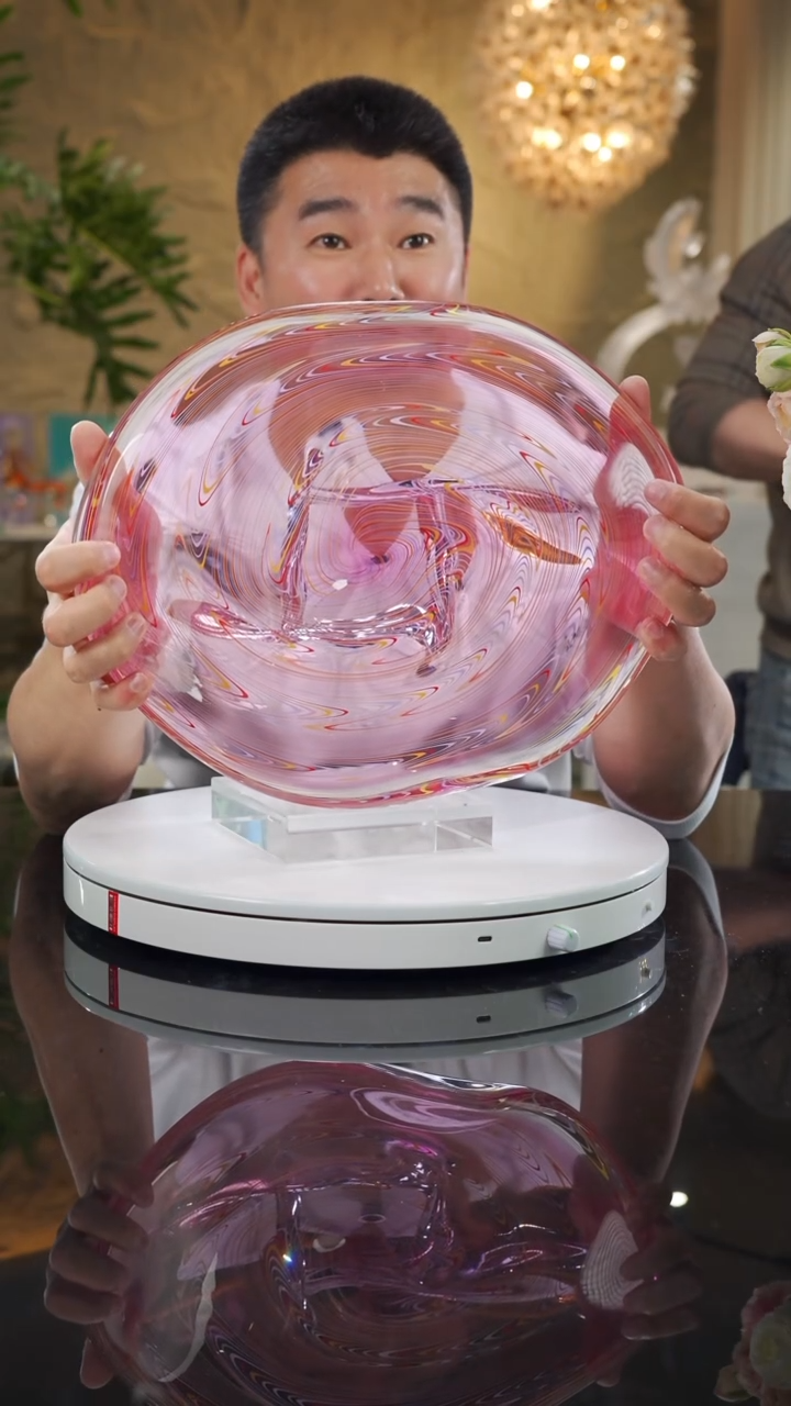 瓷片设计款金红果盘摆件