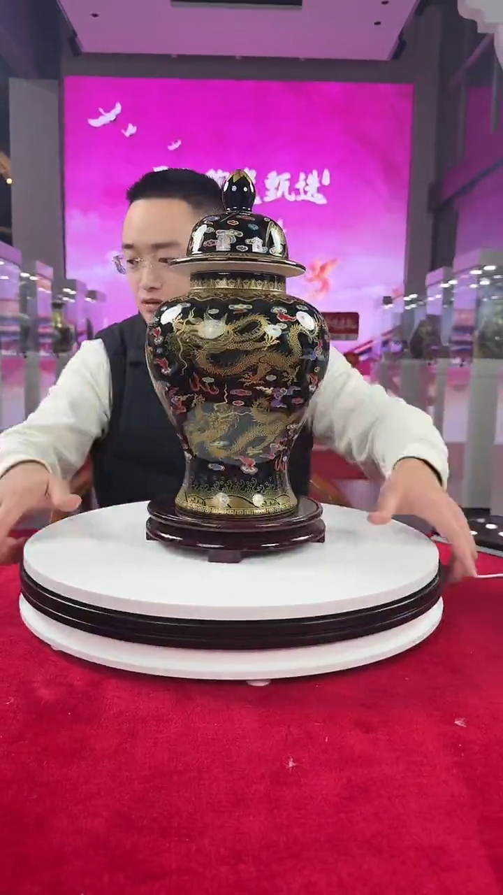 陶瓷乌金釉祥龙将军罐