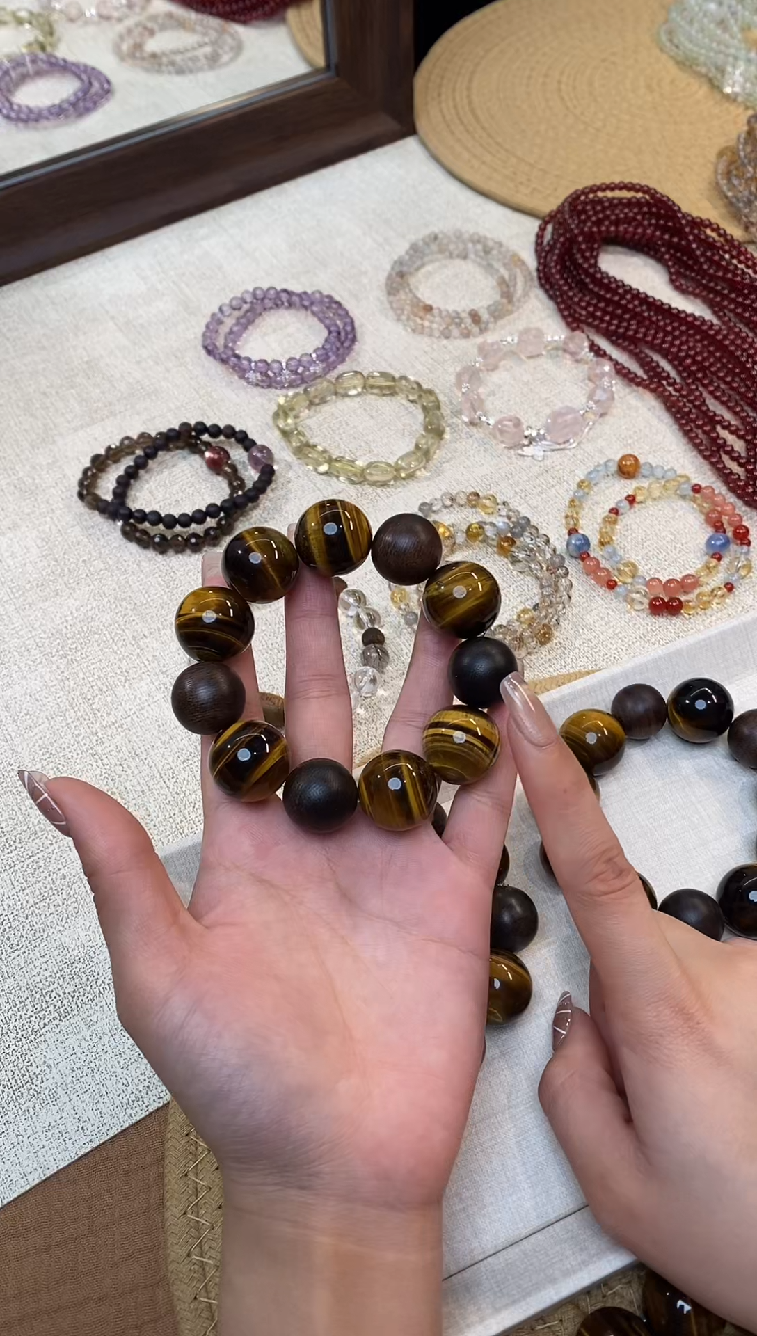 合金手链水晶《复古解构》闪电黄虎眼印尼沉香设计款20mm多样性发一