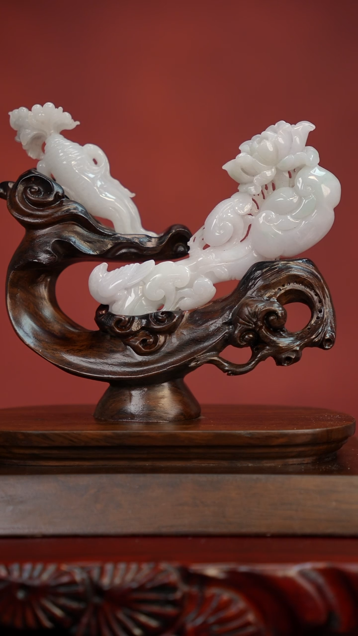 未镶嵌摆件翡翠人参如意