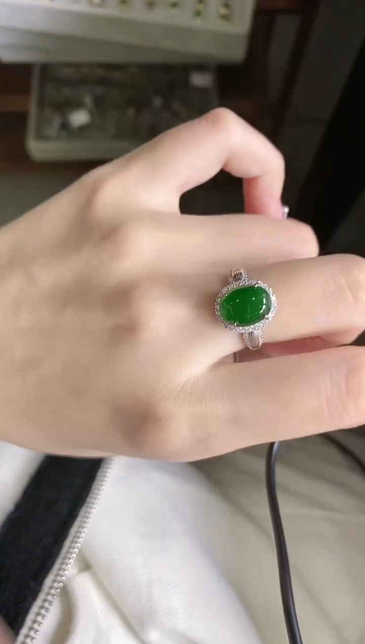 【闪购商品】翡翠戒指银S925镶嵌51511