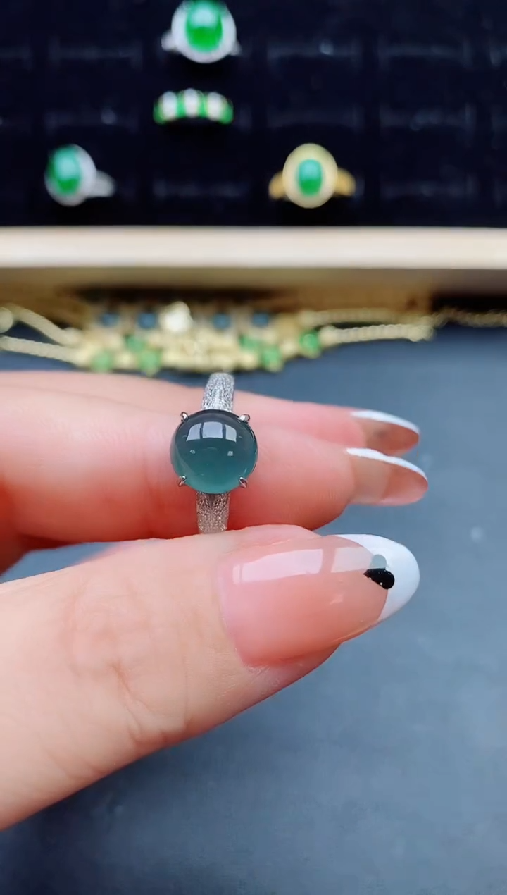 【闪购商品】翡翠银S925镶嵌戒指21312