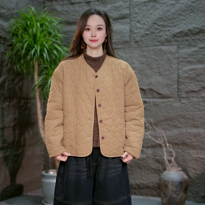 【条绒两面穿棉服】爆款女装2025新款厚款宽松棉袄外套保暖棉衣