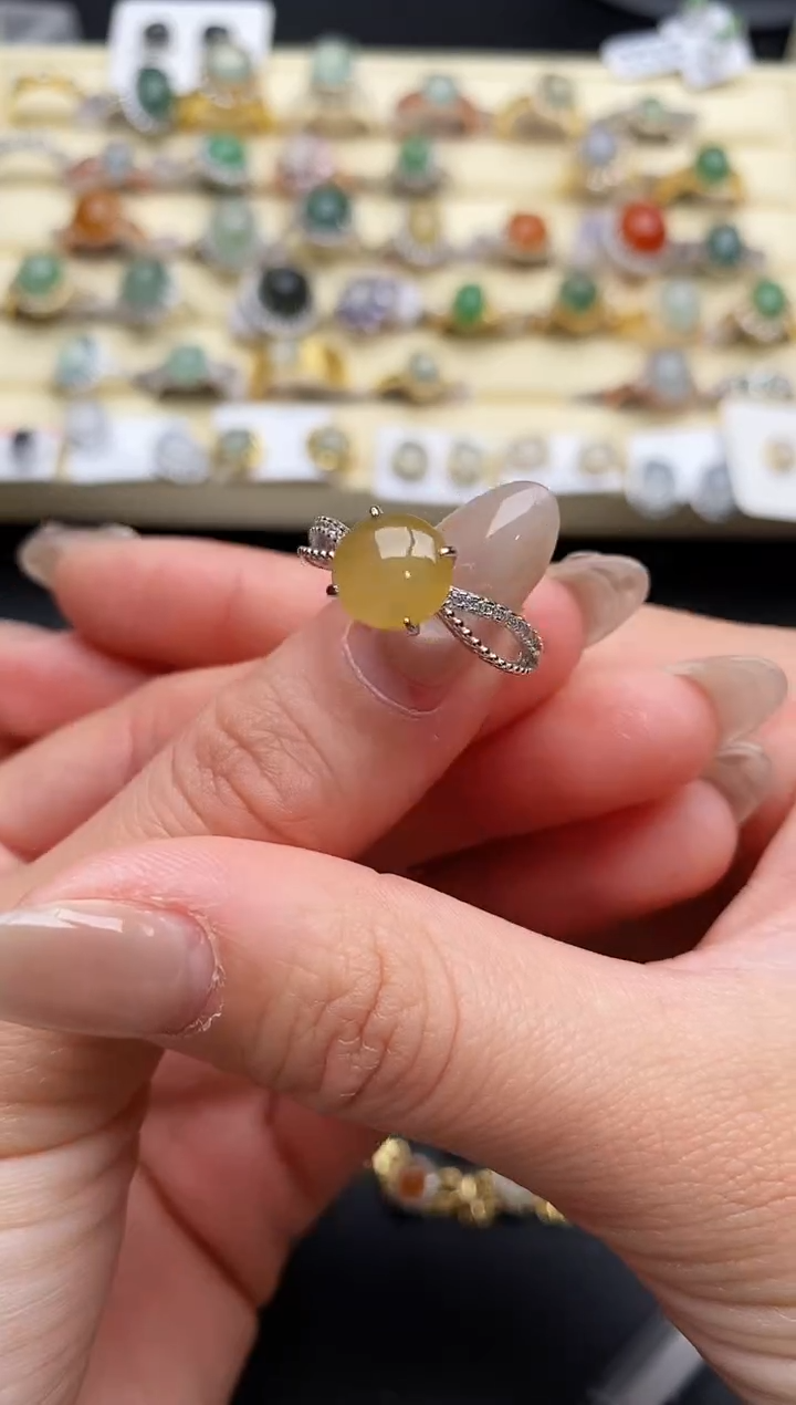 【闪购商品】翡翠戒指银S925镶嵌55555555+6