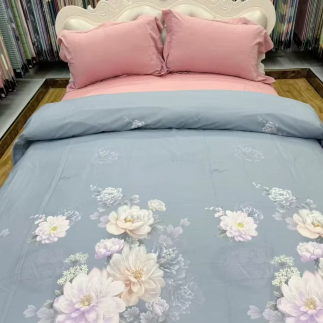 【花香粉韵灰】新款高奢40s精梳棉床上用品多功能被罩