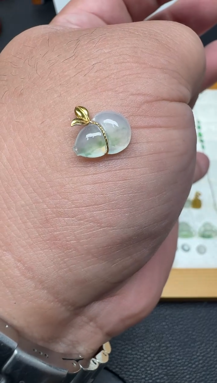 颈饰18K金镶嵌翡翠（25号）纯天然A货缅甸翡翠  锁骨链