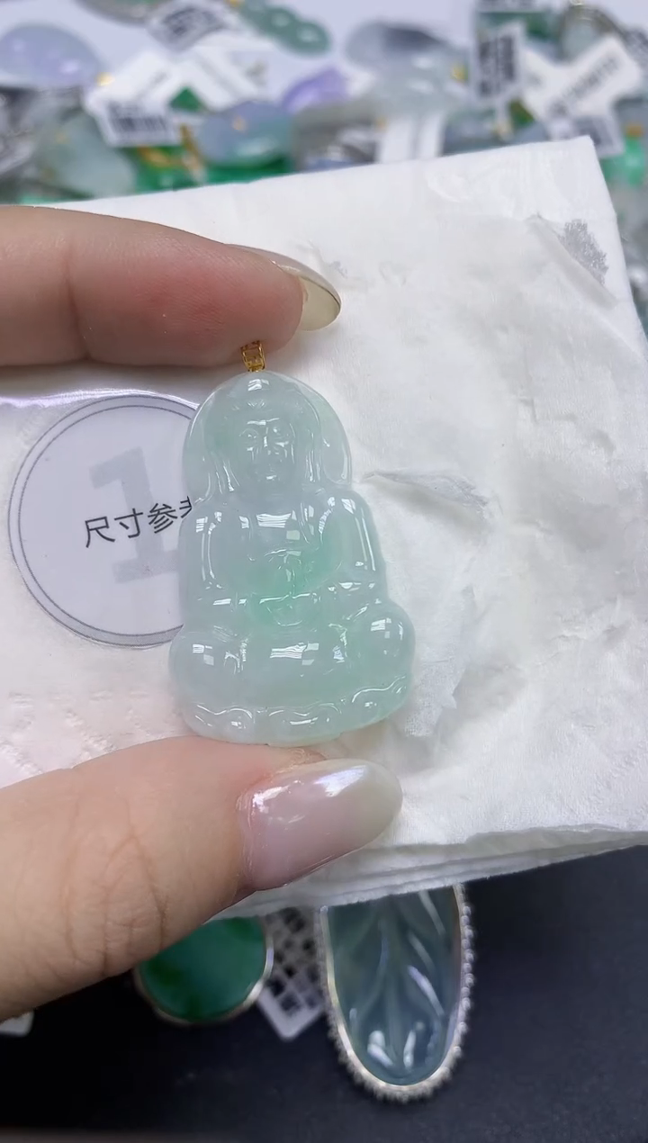 颈饰18K金镶嵌翡翠天然缅甸翡翠A货百元以上9元证书费自理