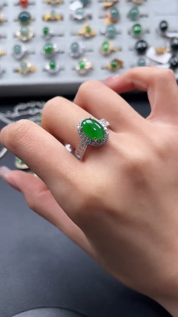 【闪购商品】翡翠戒指银S925镶嵌658675865