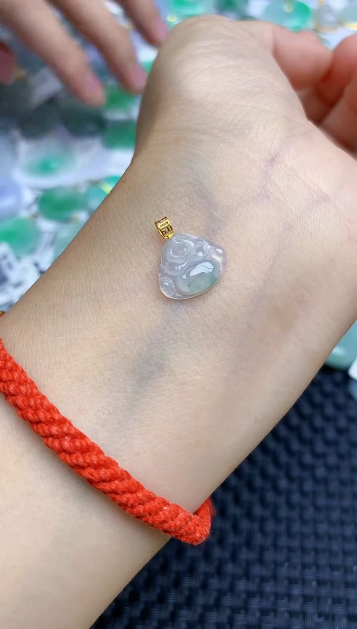 翡翠18K金镶嵌颈饰天然缅甸A货翡翠百元以上9元证书费自理