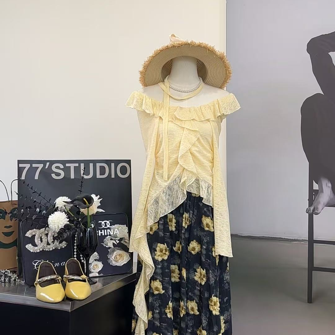 【奶系甜茶】法式纯欲风修身长袖上衣-5538