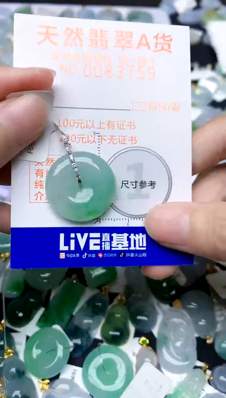 颈饰18K金镶嵌翡翠天然A货翡翠