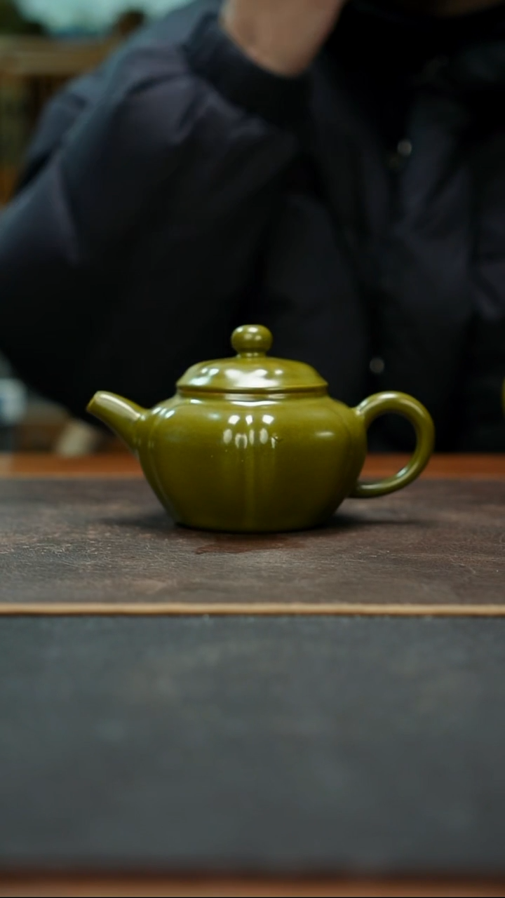 杯茶叶末釉手工瓜棱壶