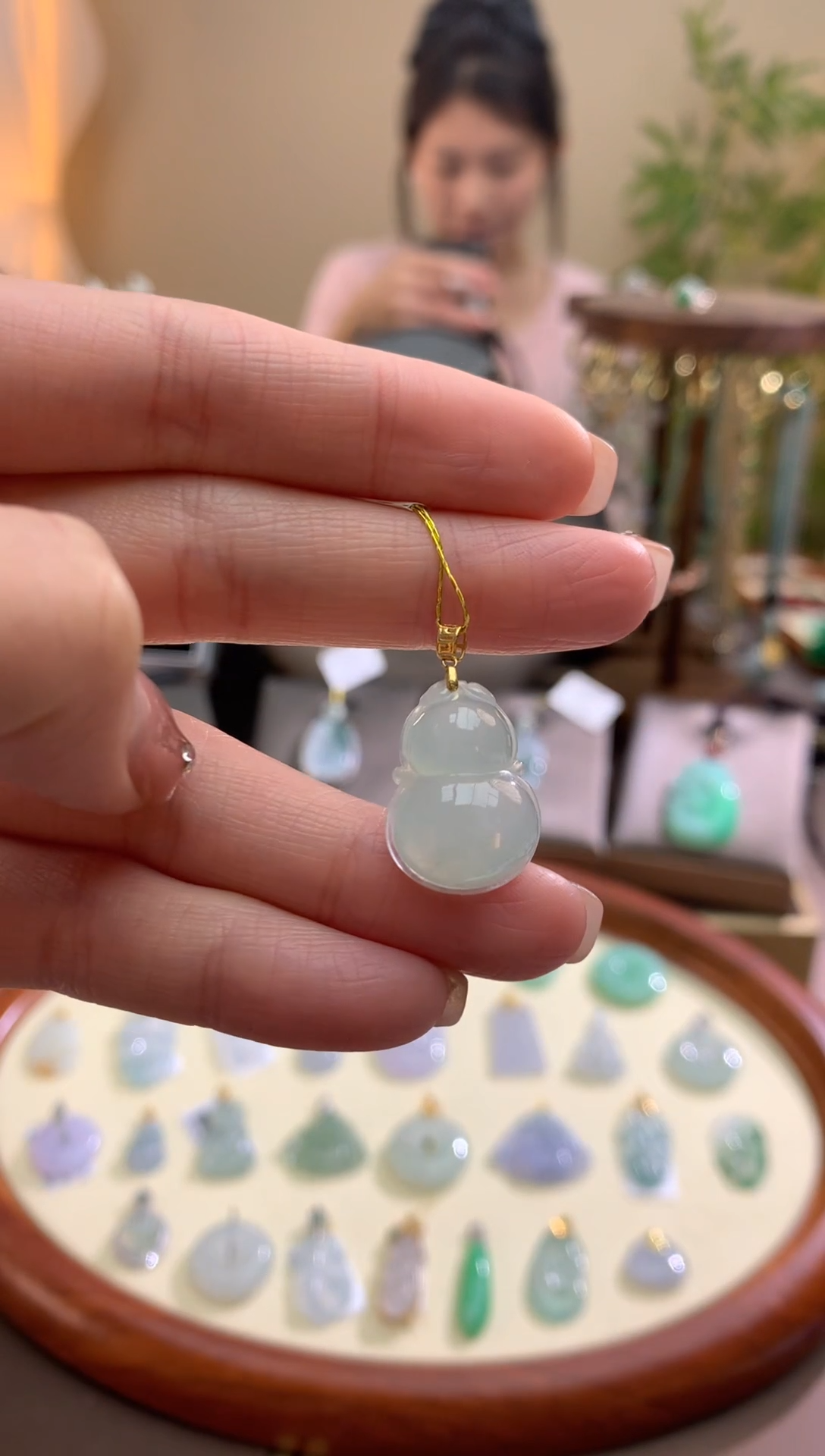 【闪购商品】翡翠颈饰18K金镶嵌葫芦