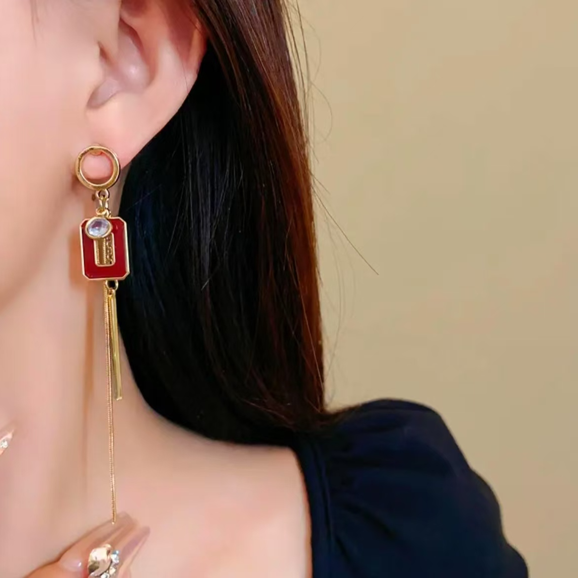 铜合金耳饰 轻奢复古法式流苏耳环N0107A1