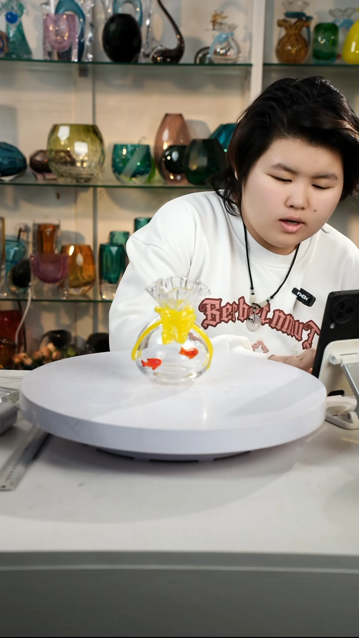 【闪购商品】琉璃【弘扬】高14轻奢琉璃花器正常手工痕迹