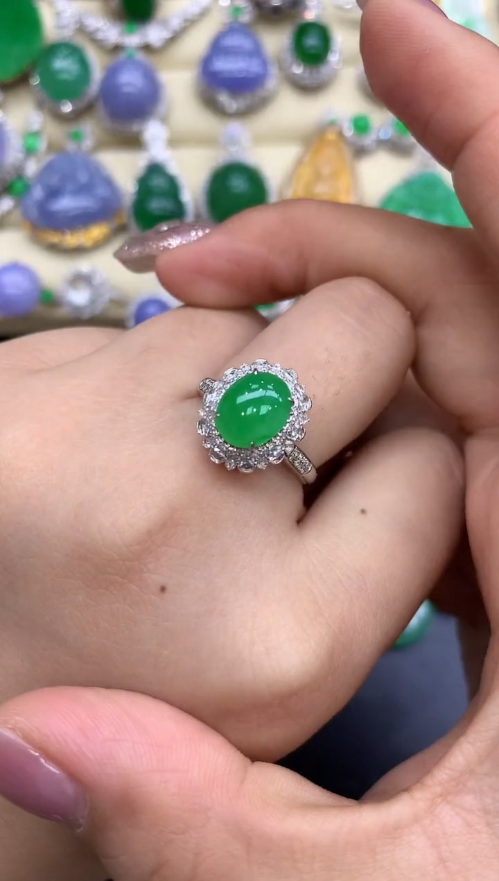 18K金镶嵌戒指翡翠374-中国好珍宝