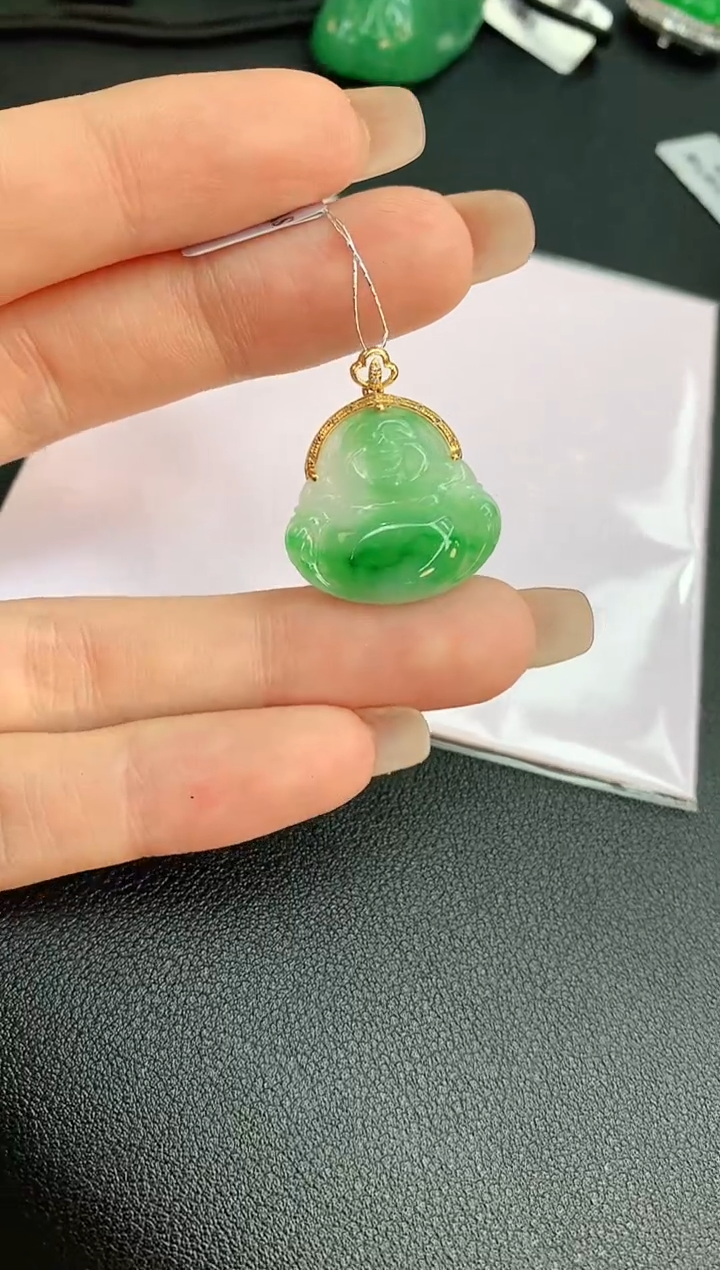 【闪购商品】翡翠颈饰18K金镶嵌赠礼盒证书 珍珍