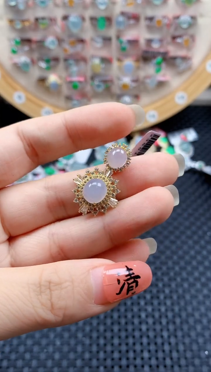 银S925镶嵌戒指翡翠天然A货缅甸翡翠