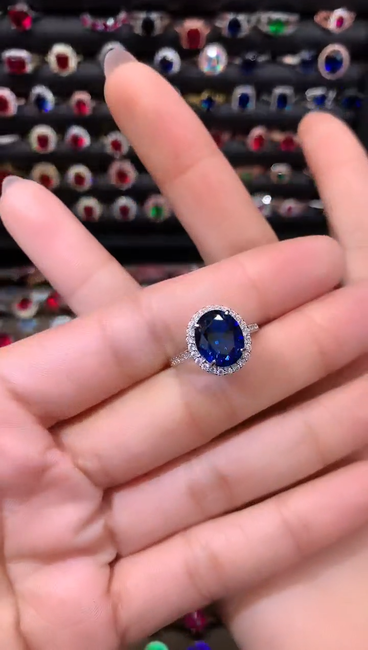 【闪购商品】蓝宝石戒指银S925镶嵌911