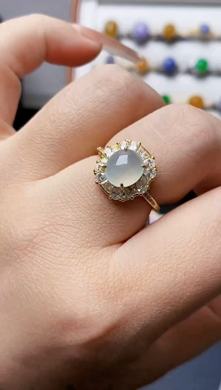 银S925镶嵌戒指翡翠0238