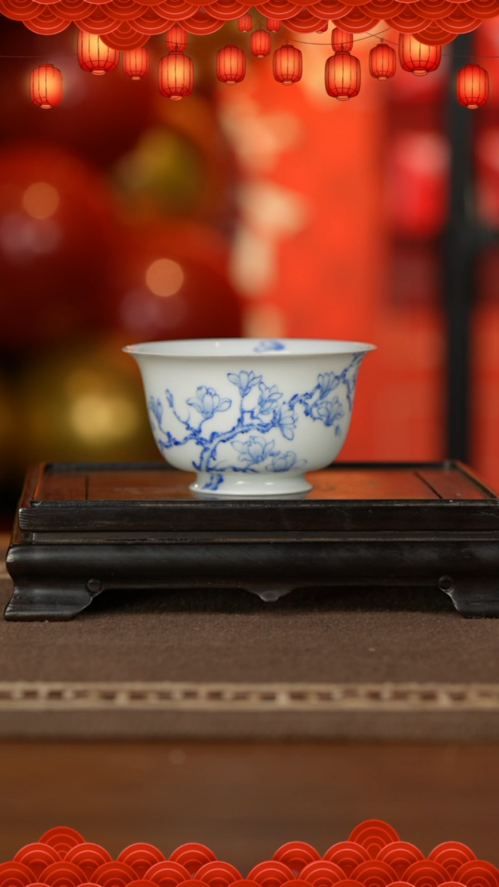 【闪购商品】杯景雨工坊 青花 玉兰杯