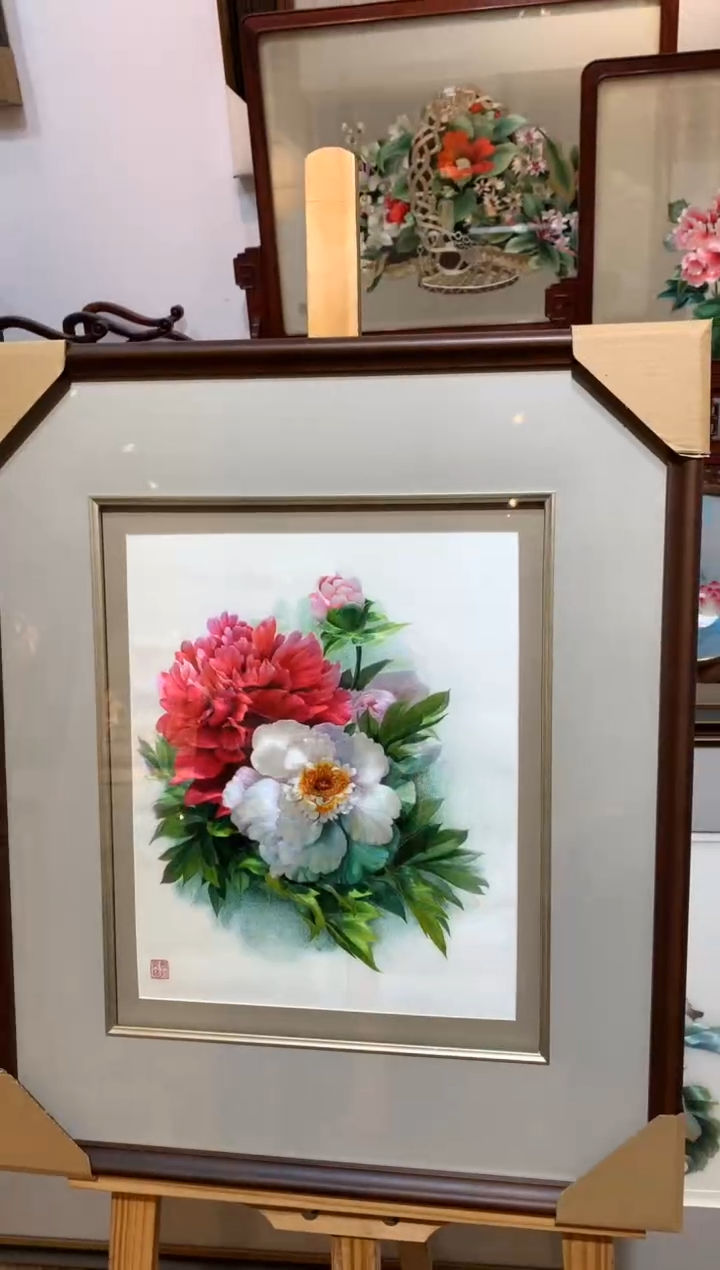 【闪购商品】刺绣纯手工苏绣挂画牡丹