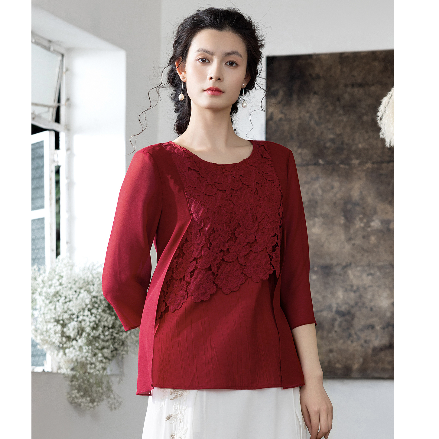 生活在左复古优雅气质2025春季新品上衣1951264