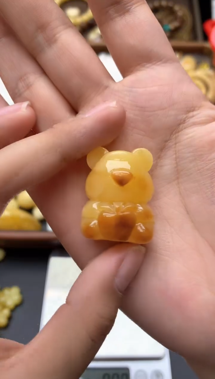 【闪购商品】琥珀珠宝奇石未镶嵌055琥珀蜜蜡花粉有纹小坑介意勿拍