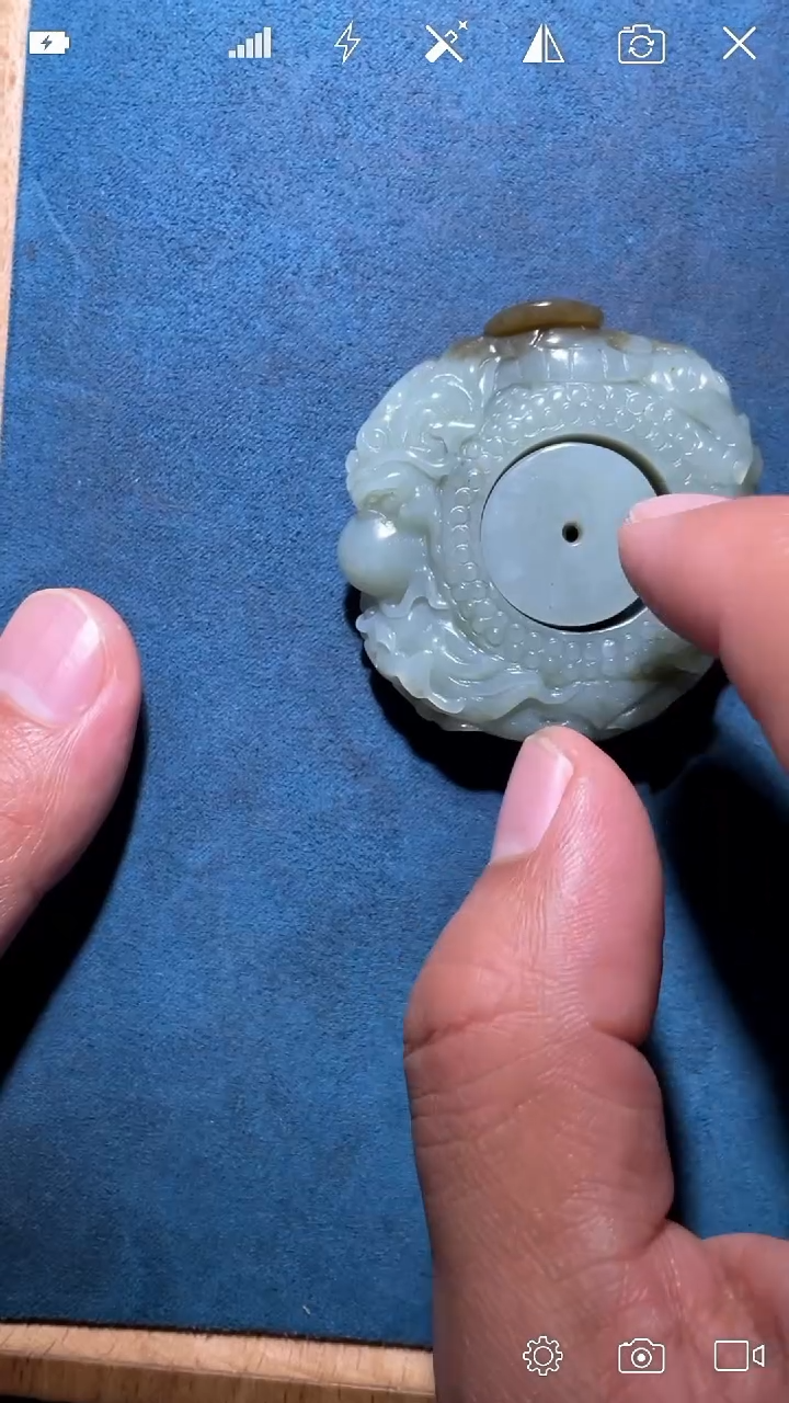 未镶嵌和田玉把件PA 双龙扳指手把