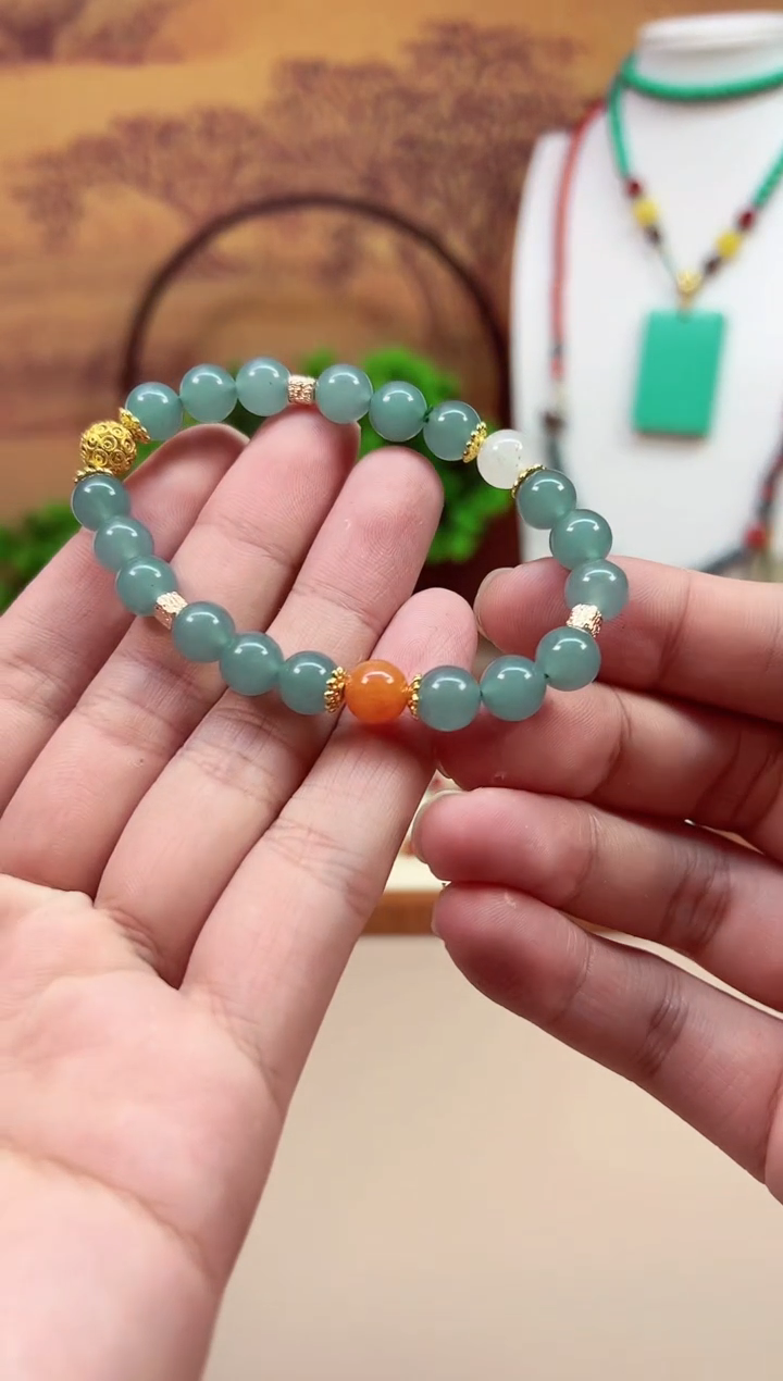 14K金镶嵌手链翡翠S08