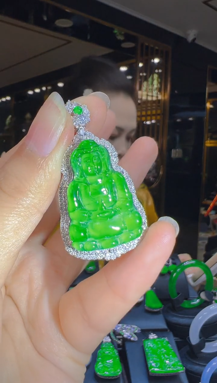 翡翠银S925镶嵌吊坠(赠链)128（多样性发其一）