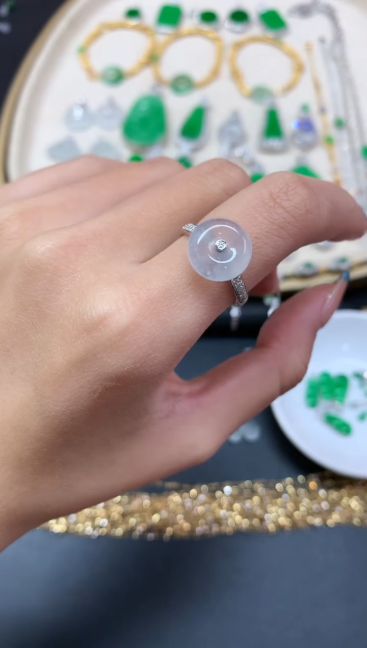 【闪购商品】翡翠戒指18K金镶嵌戒指A503|3980