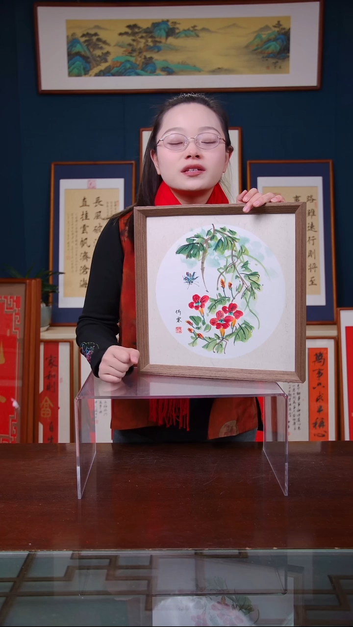 【闪购商品】书法凌霄花    尺寸35*35