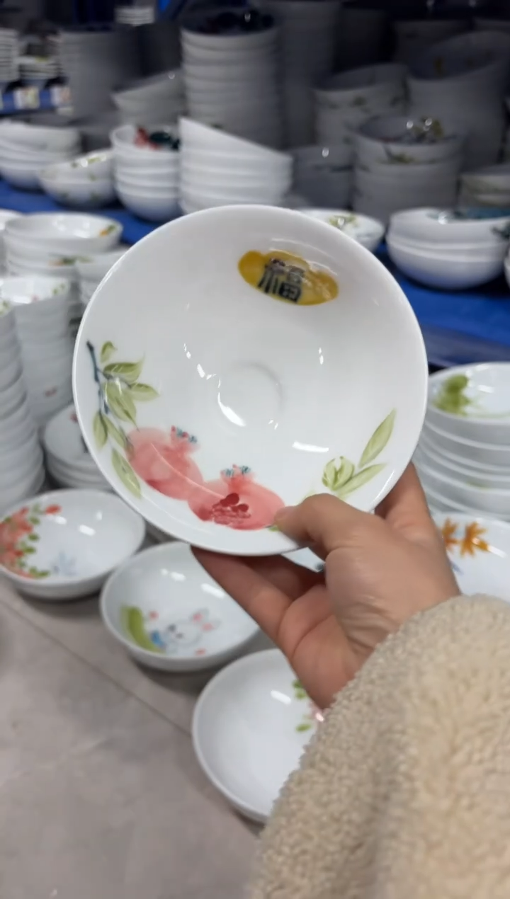 佛*景德镇手绘釉中彩（食品级）小斗笠碗