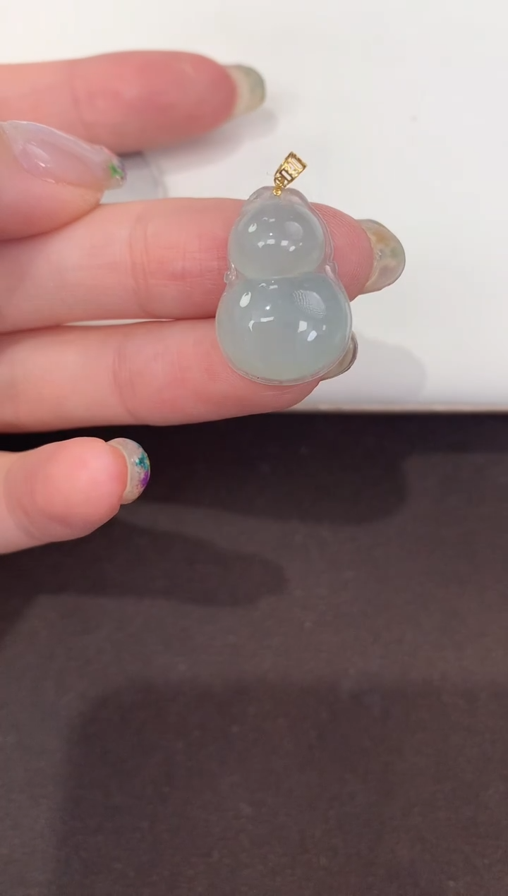 颈饰18K金镶嵌翡翠天然缅甸a货翡翠