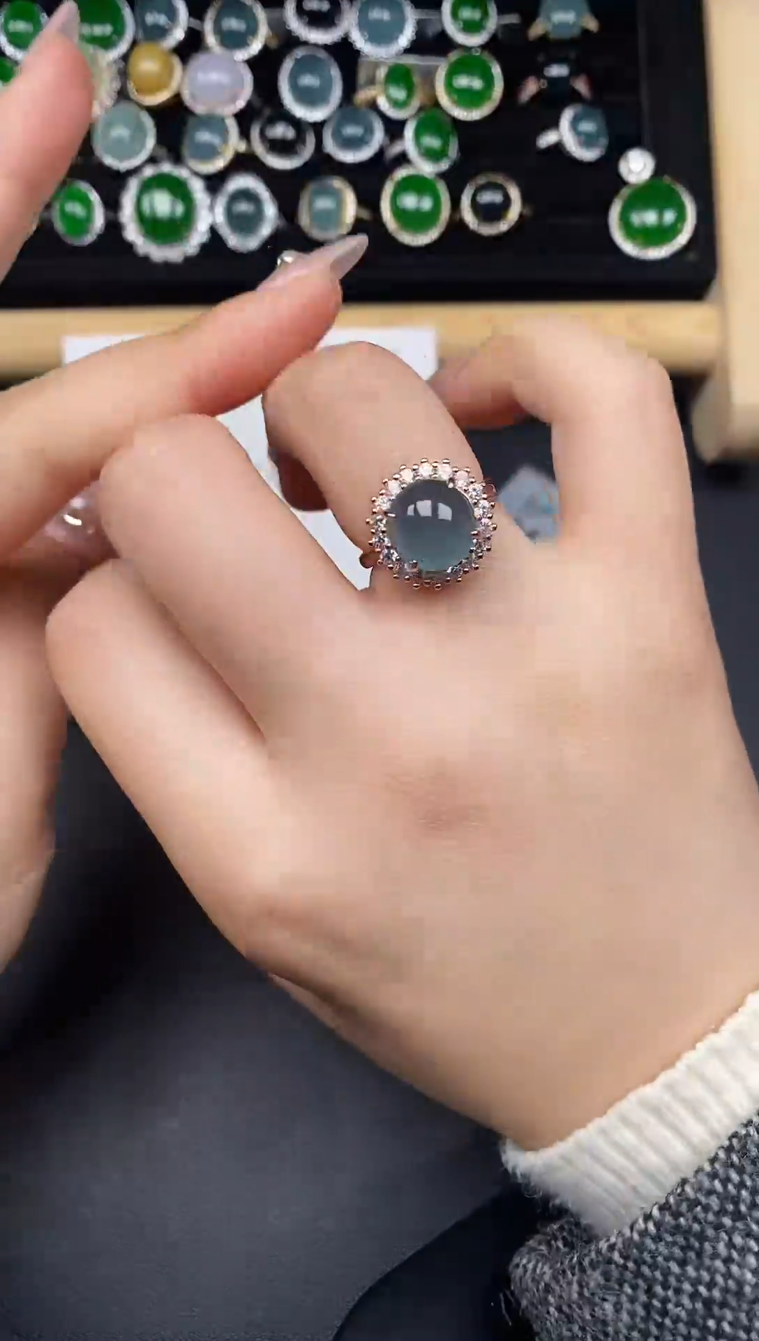 银S925镶嵌戒指翡翠73835