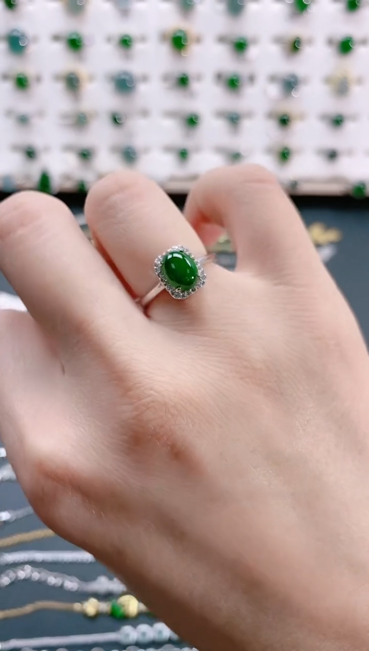 【闪购商品】翡翠戒指银S925镶嵌天然翡翠