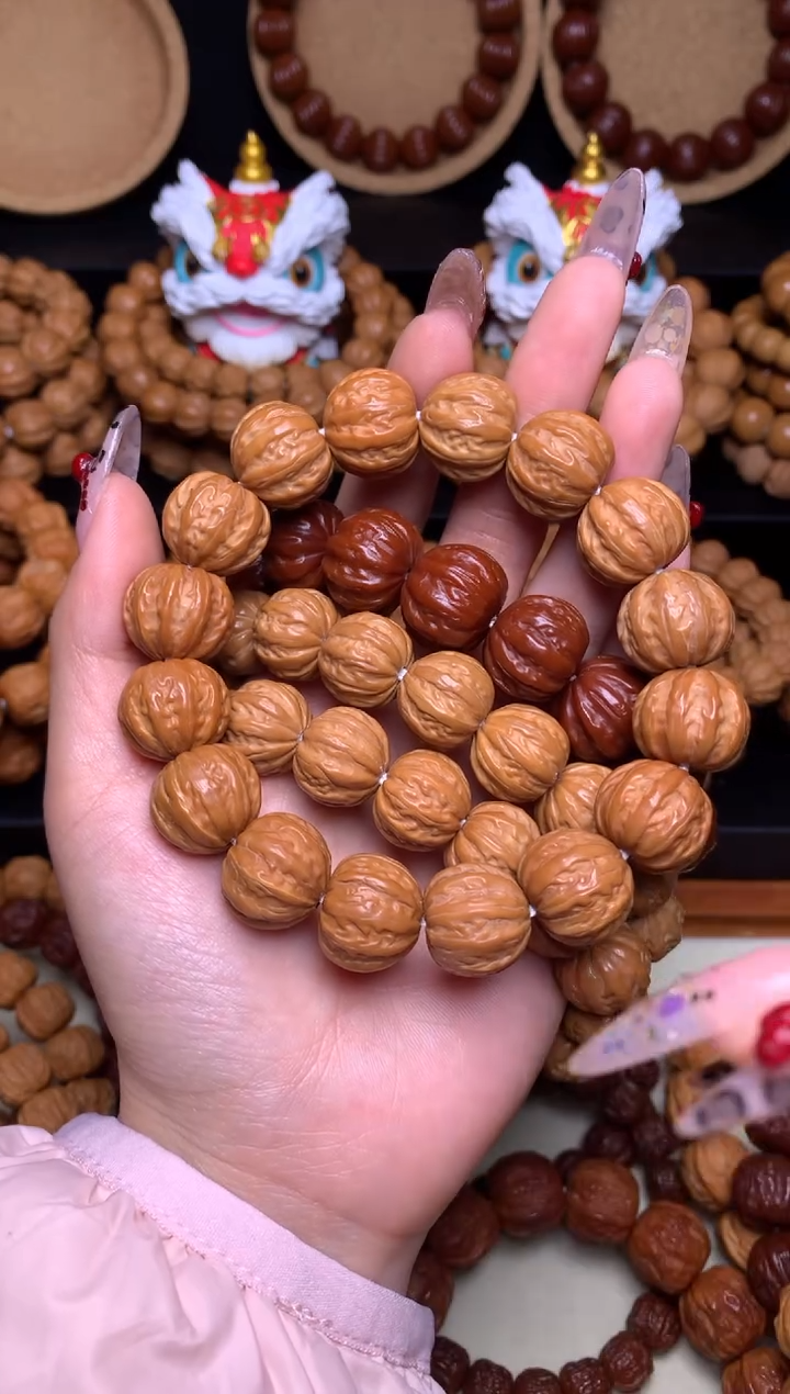 【闪购商品】文玩核桃手串15-16mm京八棱龙炎料深雕全品