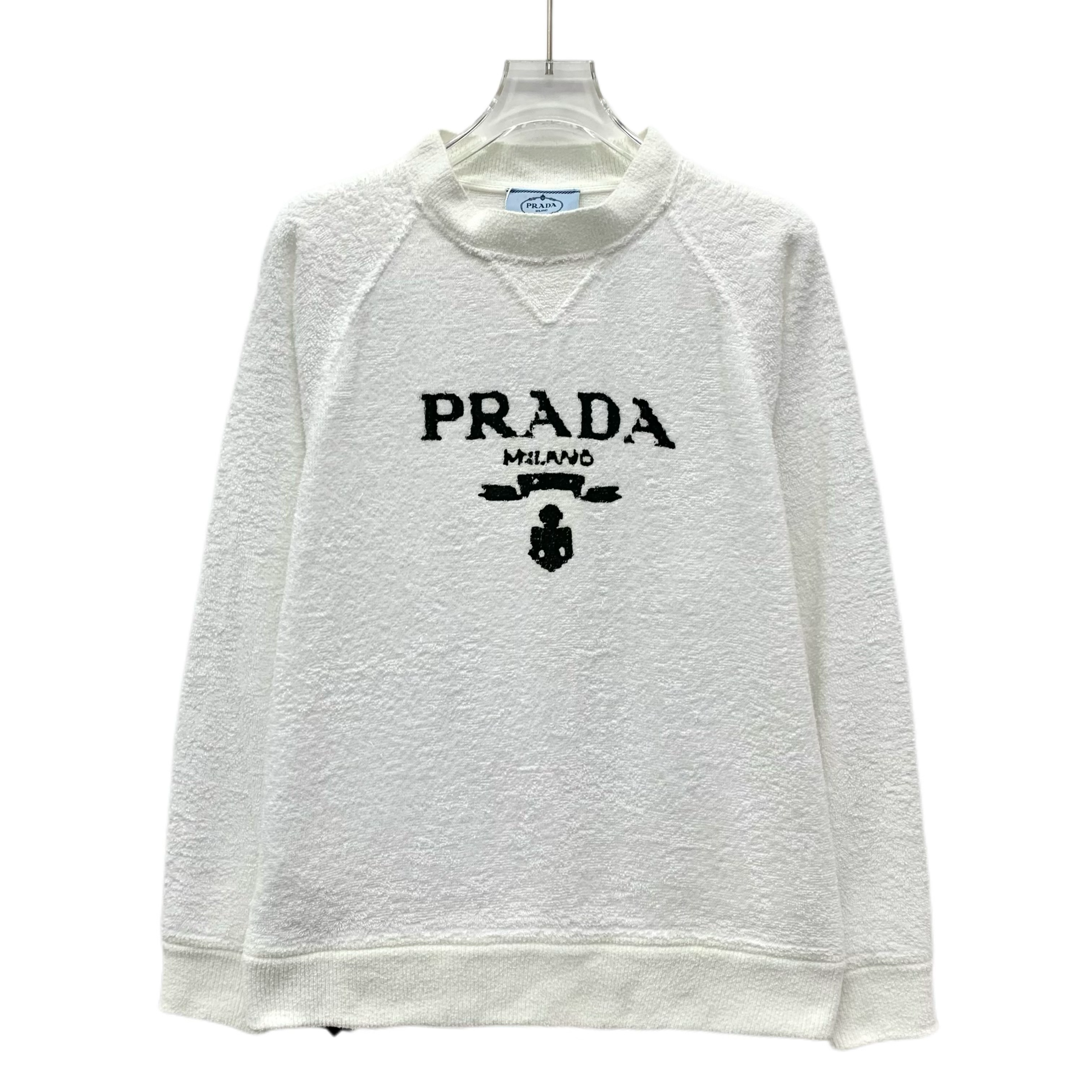 未使用 Prada/普拉达  IW0646   白色logo字母刺绣卫衣 XS码