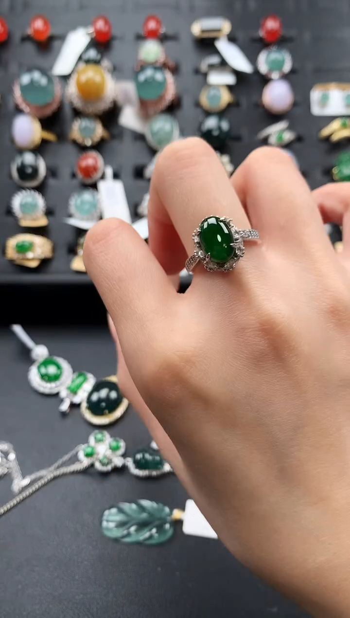 【闪购商品】翡翠戒指银S925镶嵌354563