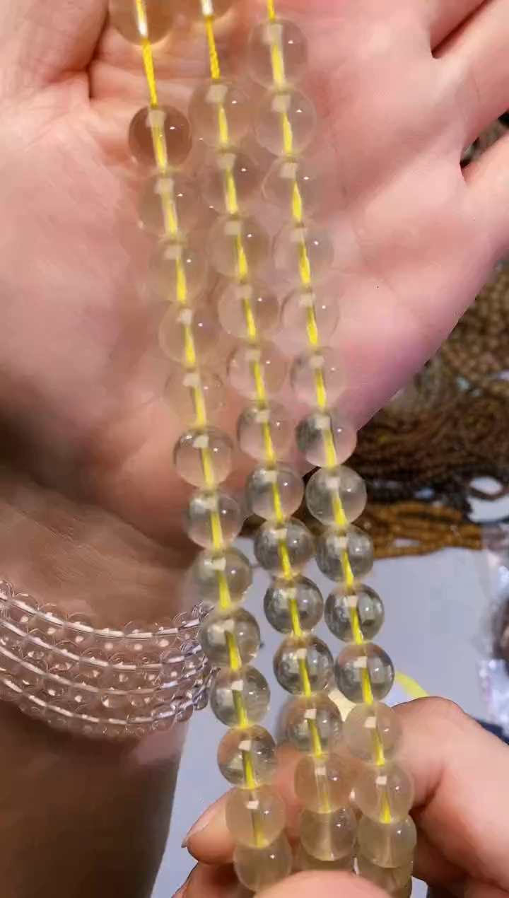 【闪购商品】查罗石手绳合金柠檬黄半成品37颗左右