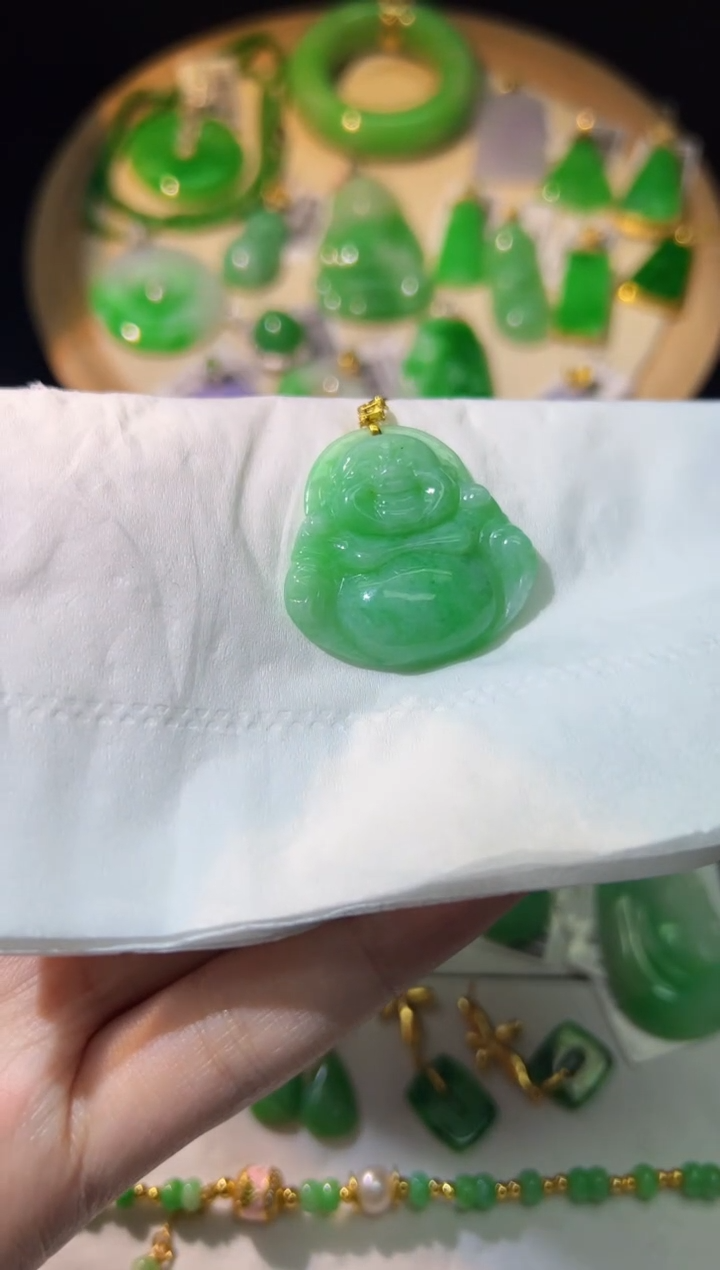 【闪购商品】翡翠颈饰18K金镶嵌Y缅料A货/支持复检/一件