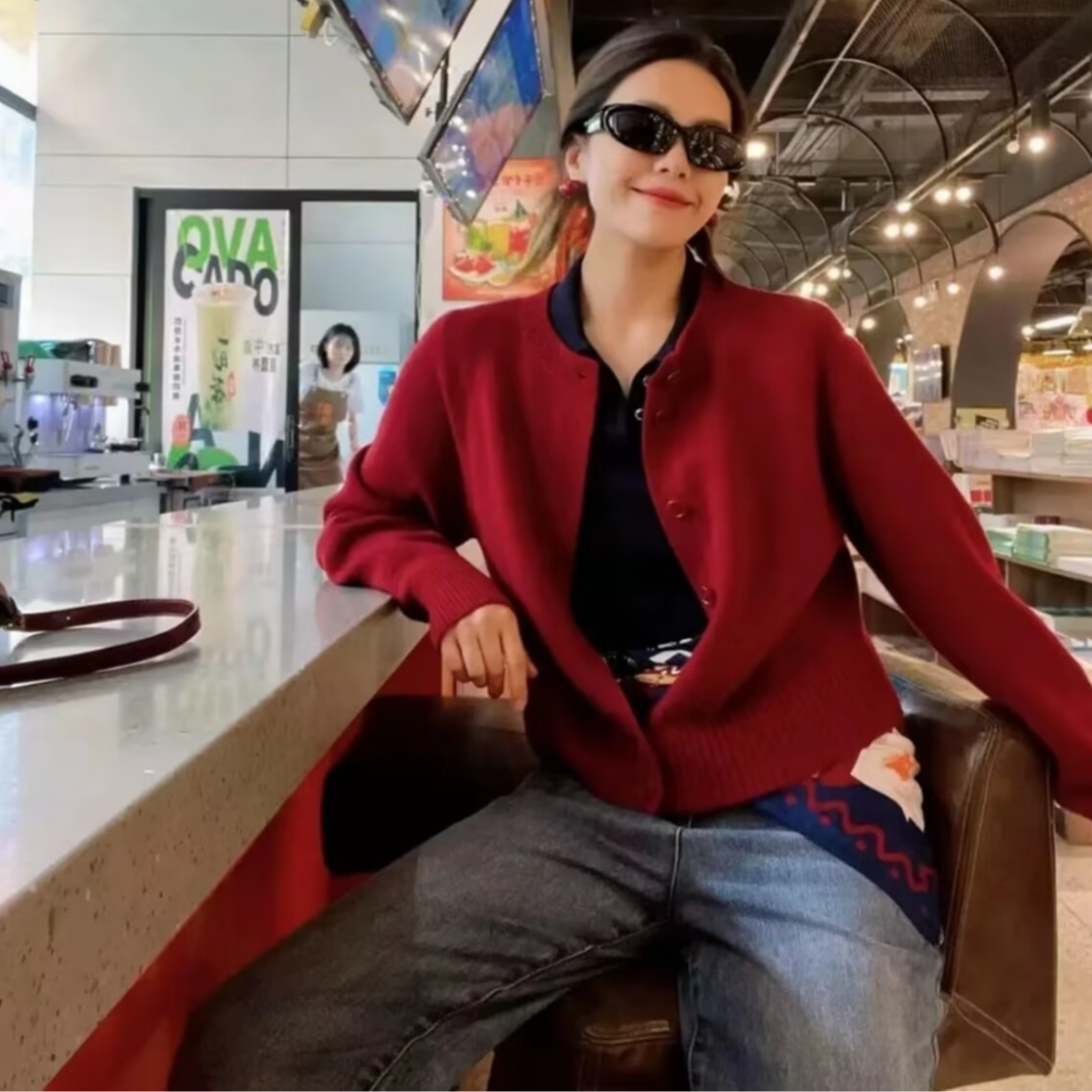 AMASS/阿玛施早秋新款慵懒风开衫100%绵羊毛保暖气质针织衫548033